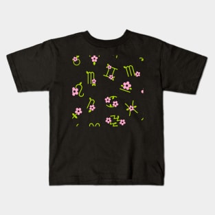 Floral Zodiac  Pattern Kids T-Shirt